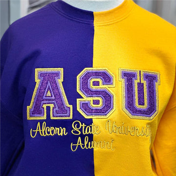 Customized School Name Two Color Glitter Embroidered Sweatshirt