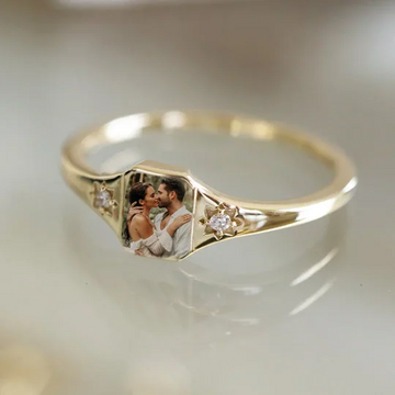 Personalized Birthstone Photo Ring