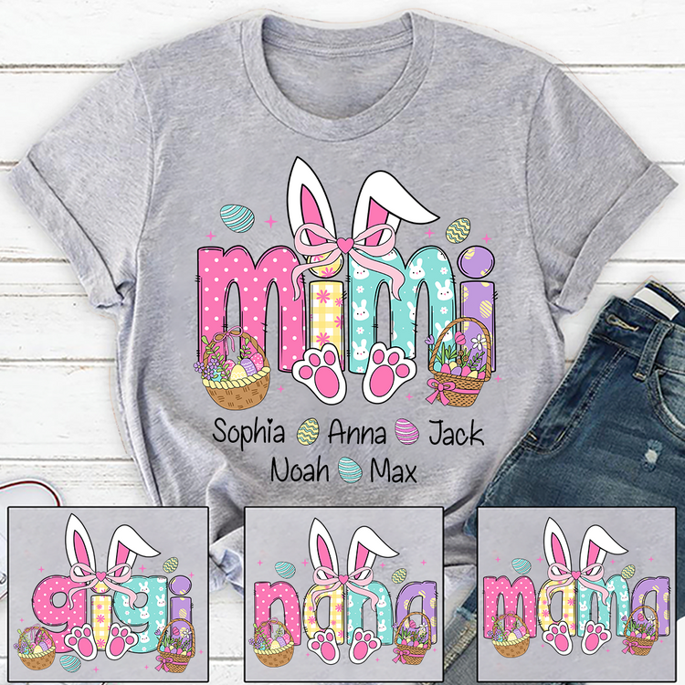 Easter Bunny Bow Custom Grandma Mom Tshirt Sweatshirt