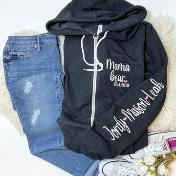 Personalized Mama Bear Zip Up Hoodie