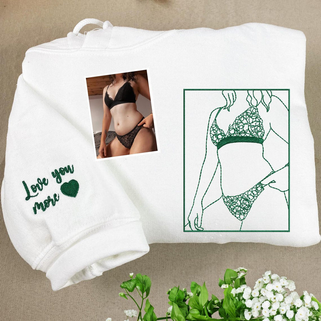 Custom Embroidered Sweatshirt – Personalized Sexy Portrait Gift for Him 💕