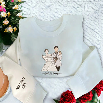 Personalized Couple Photo Embroidered Sweatshirt
