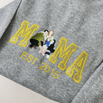 Personalized Sequin Embroidered Family Photo Sweatshirt