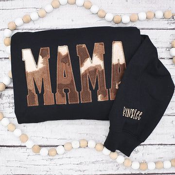 Custom Mama Cow Print Embroidered Sweatshirt
