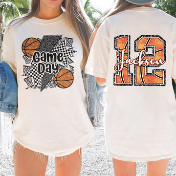 Personalized Game Day Basketball Family Cheer Shirt