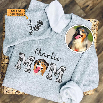 Custom Embroidered Dog Mom with name Sweatshirt/Hoodie