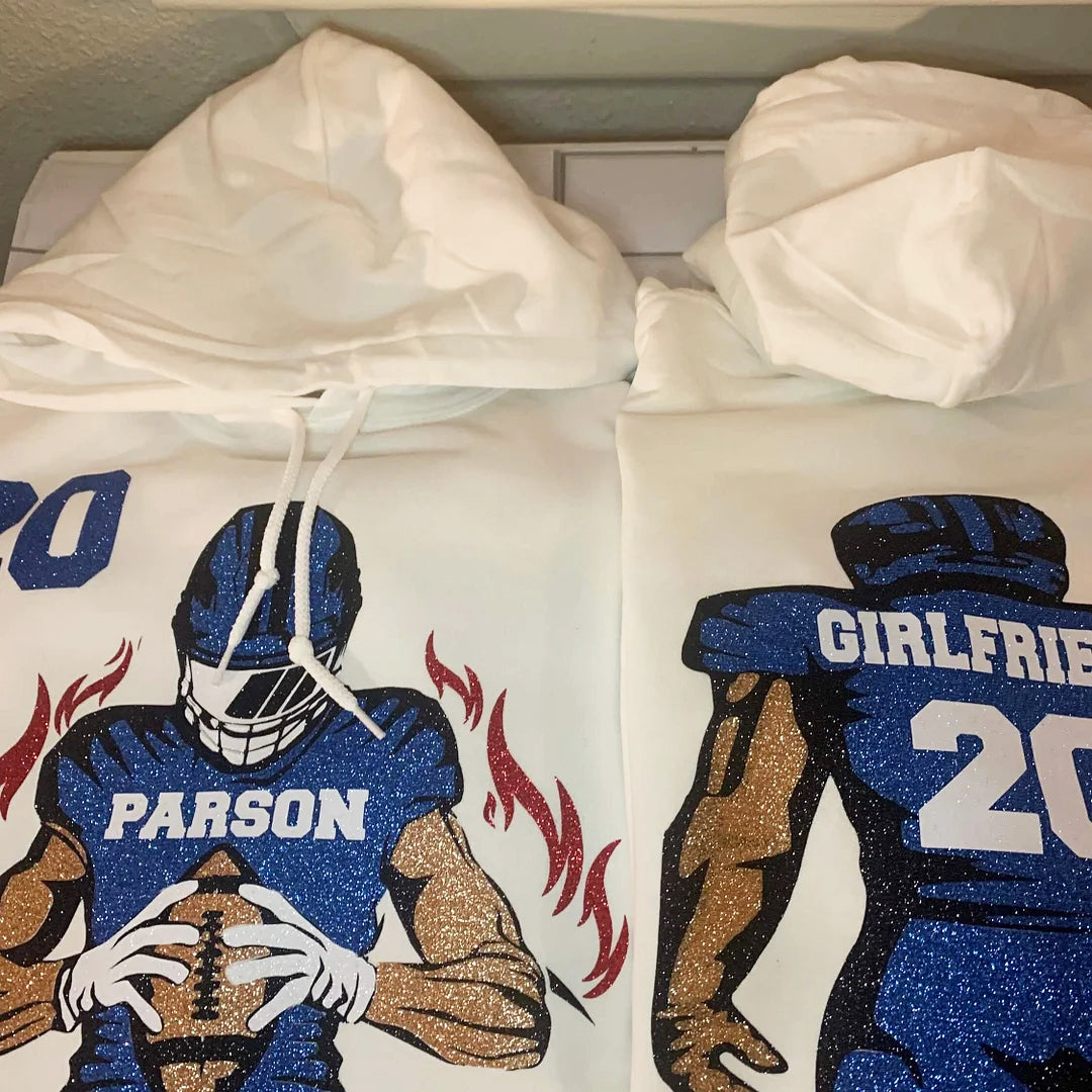 🏈Shine On Game Day - Custom Glitter Football Player Sweatshirt Hoodie T-Shirt