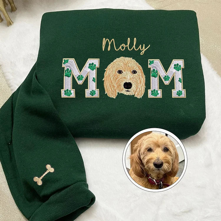 Custom Embroidered Dog Mom with name Sweatshirt/Hoodie