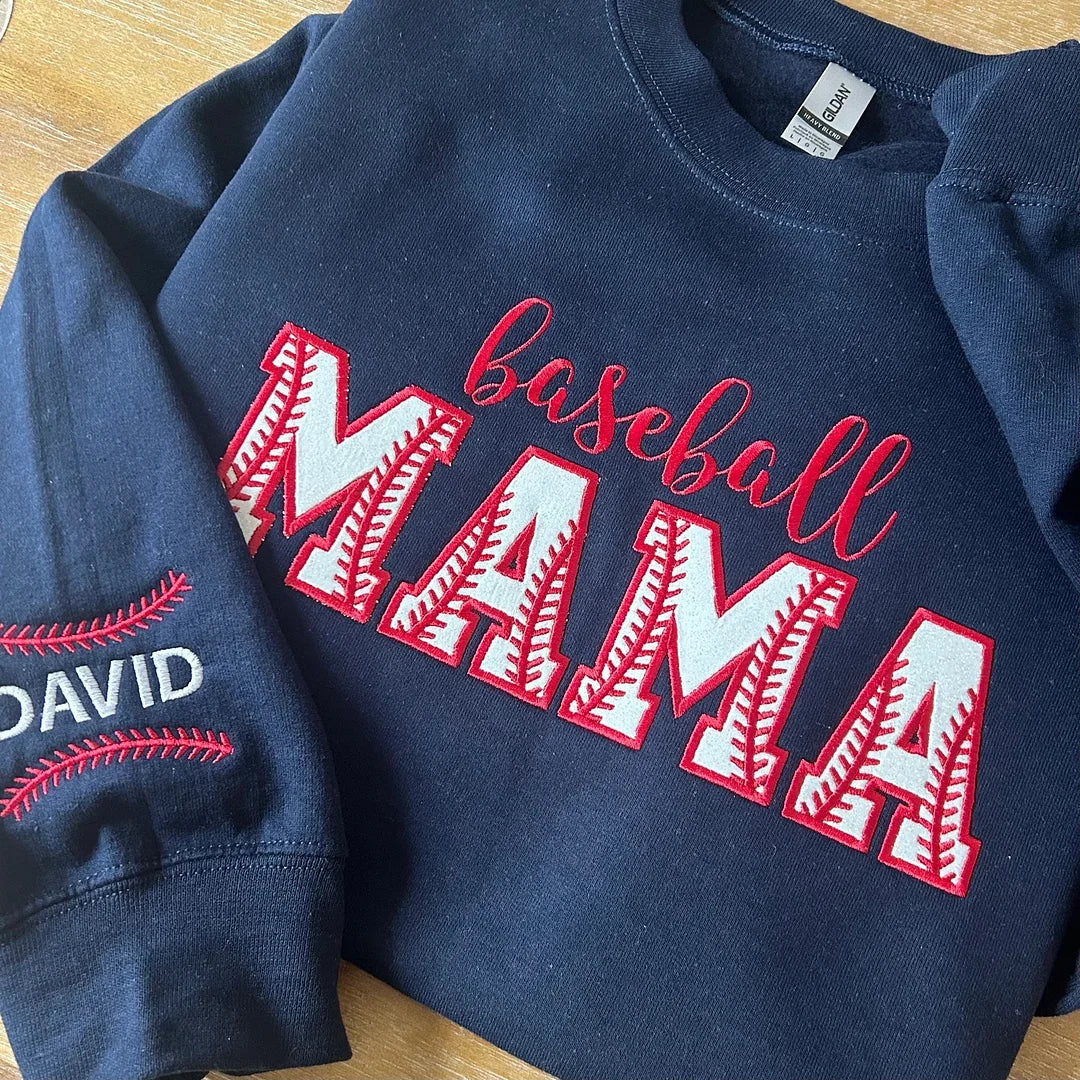Embroidered Baseball Mama Crewneck Tshirt/Sweatshirt