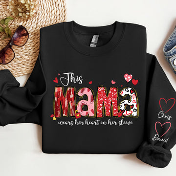 Personalized Heart on Her Sleeve Mom Sweatshirt