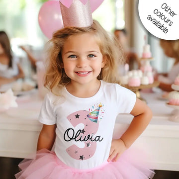 Personalised Birthday T-shirts Party Hat - Birthday Keepsake T shirt - Gift For Baby Kids