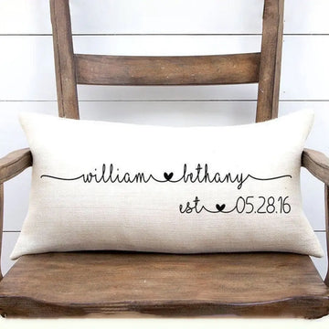 Wedding Gift Personalized Linen Pillow - Newlywed Engagement Gift, Rustic Wedding Gift, Gift For Bride