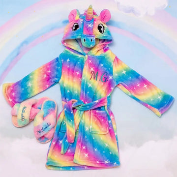 Free shipping✈️Personalized kid's Unicorn Bathrobe With Slipper - Custom Gifts For Girls Daughters Granddaughters Nieces