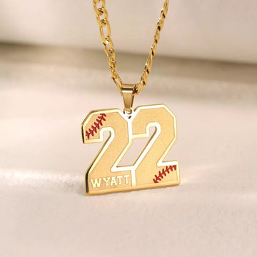 Customized Engraved Sport Number Necklace with Name - Personalized Baseball Necklace Lucky Pendant