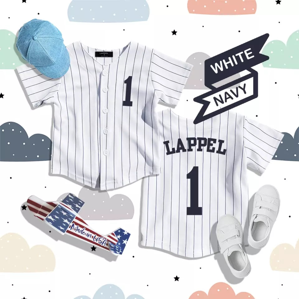 Personalized Kids Pinstripe Baseball/Softball Jersey - Custom Kids Baseball Jersey
