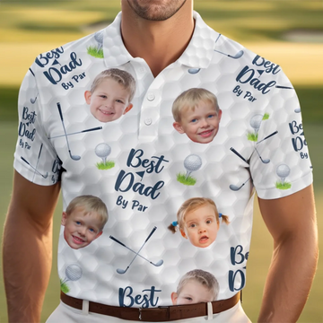 Custom Photo Best Dad By Par - Family Personalized Custom All Over Print Polo Shirt