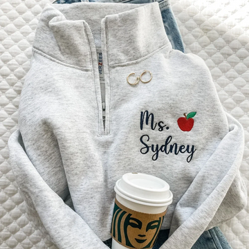 Personalized Teacher Quarter Zip Sweatshirt