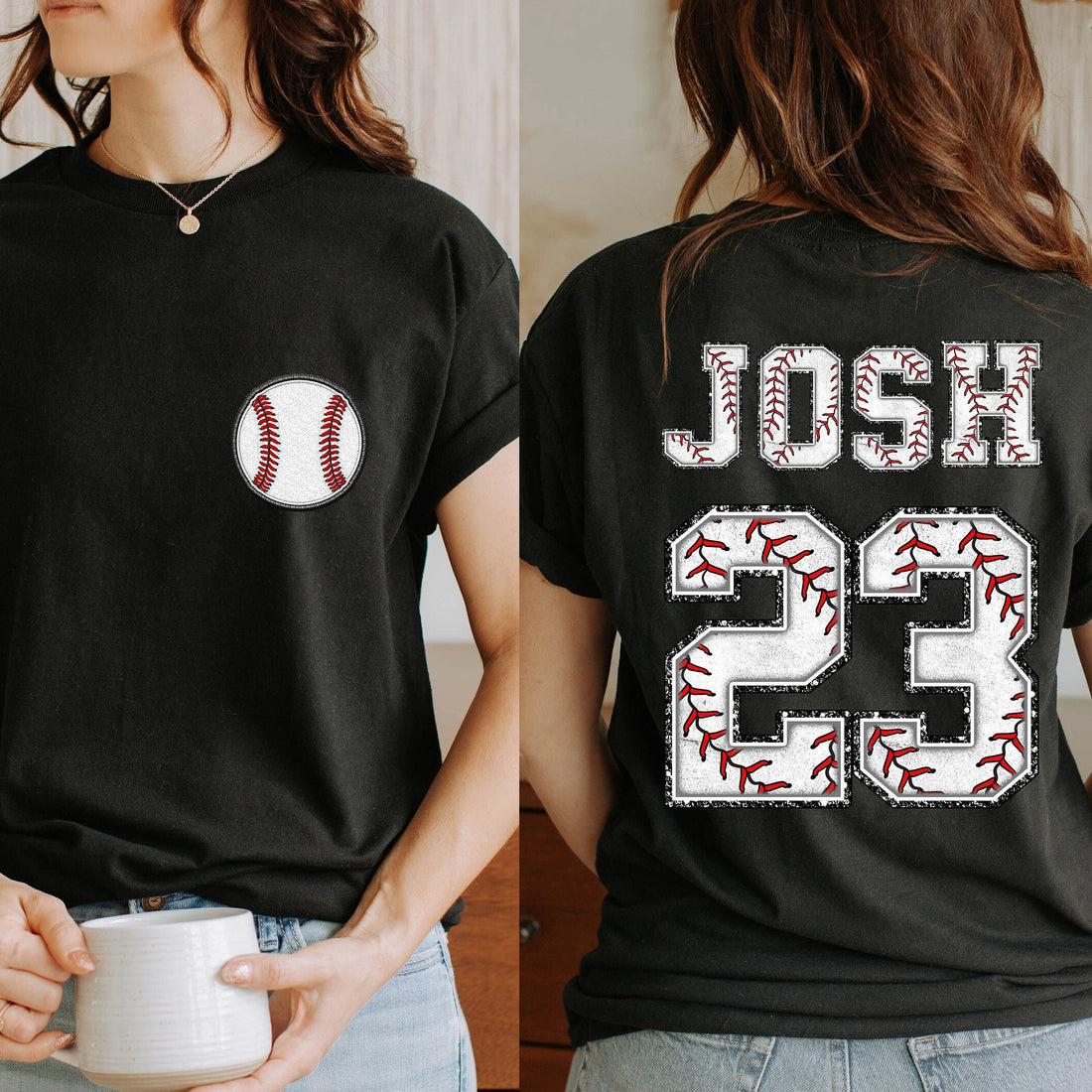 Game Day Personalized Baseball Family Shirt - Custom Name and Number Double Sided Shirt