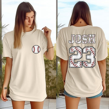 Game Day Personalized Baseball Family Shirt - Custom Name and Number Double Sided Shirt