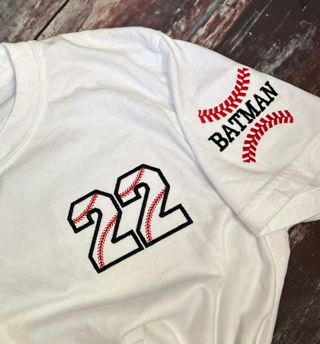Personalized Baseball Neckline Embroidery Family Cheer T-Shirt