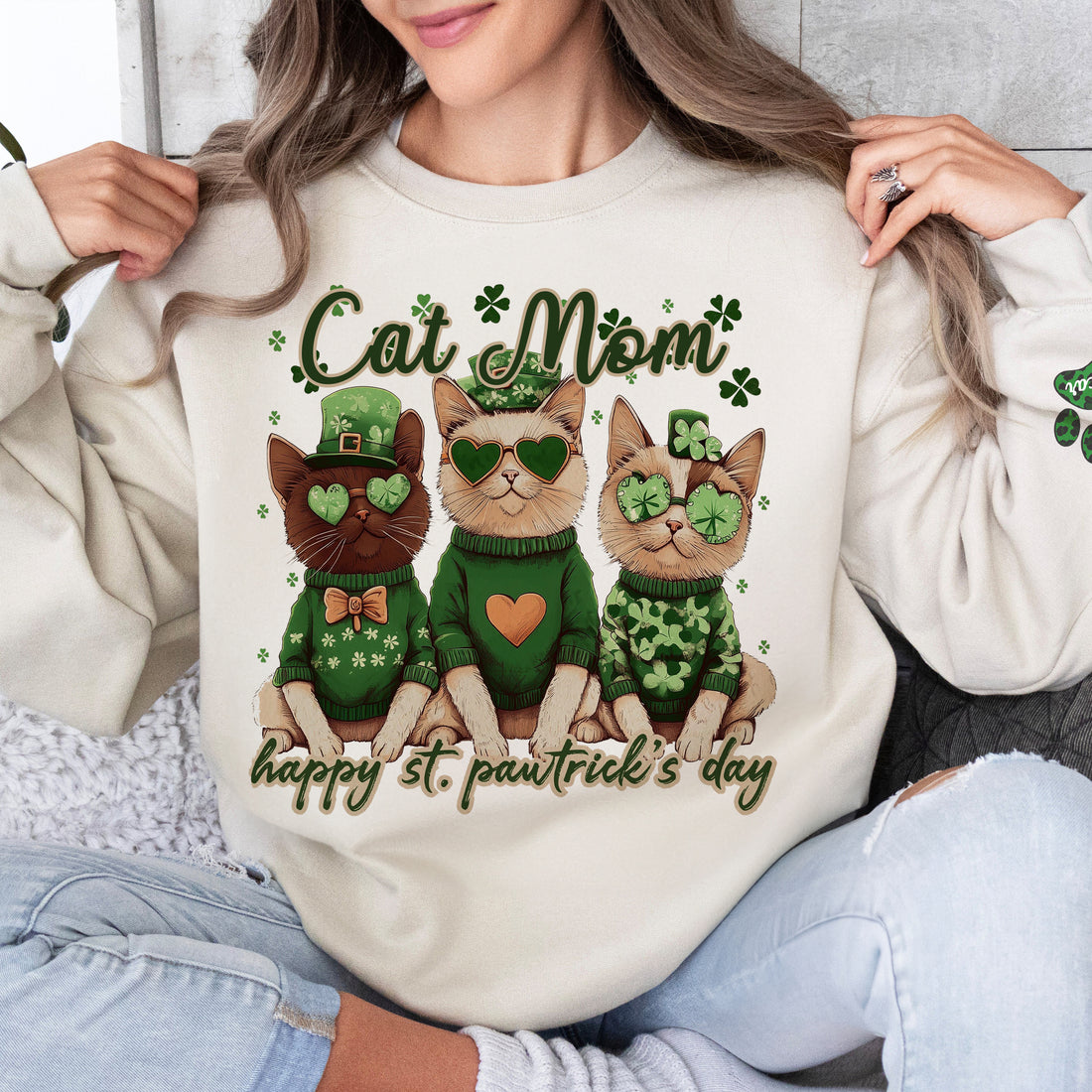 Personalized St Patrick's Pet Lover Lucky Shamrock Sweatshirt