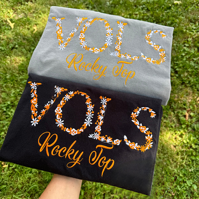 Custom Floral College Team Embroidered Tshirt/Sweatshirt