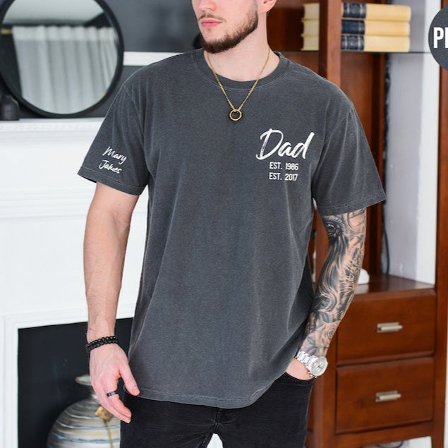 Custom Dad Tshirt - Personalized Dad Shirt with Kids Names - Gift for Fathers Day