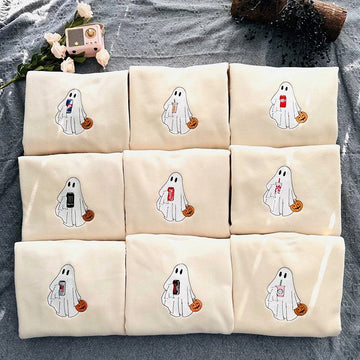 π Custom Ghost Drinking Embroidered Sweatshirt π»