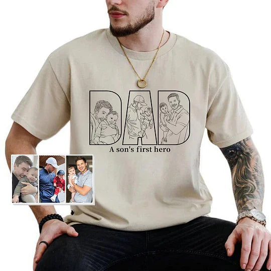 Custom Hand-Painted Silhouette Tshirt For Dad