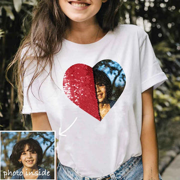 Custom Family Couple Flip Sequin Shirt (Heart)