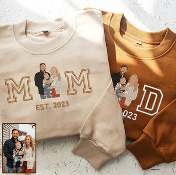Custom Embroidered Portrait Sweatshirt Best Gift For Mom