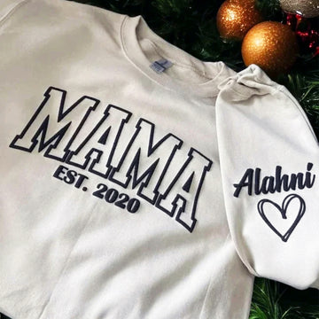 Personalized Mama Puff Print Sweatshirt