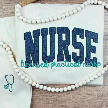 NURSE Custom Glitter Embroidered Sweatshirt