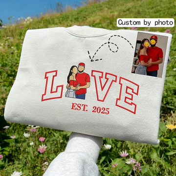 Personalized Embroidered LOVE Photo Couple Est Year Sweatshirt