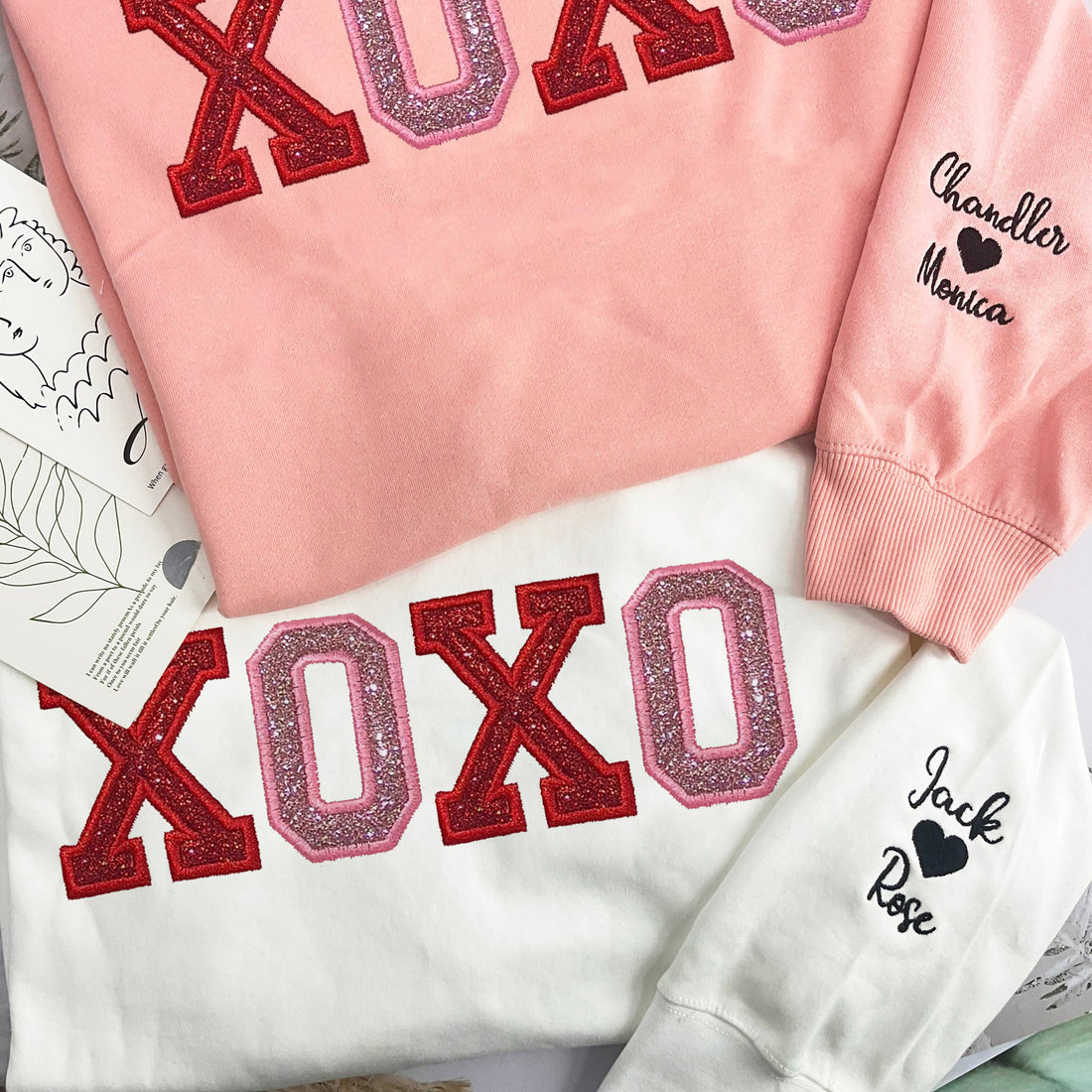 XOXO Glitter Appliqué Embroidered Sweatshirt