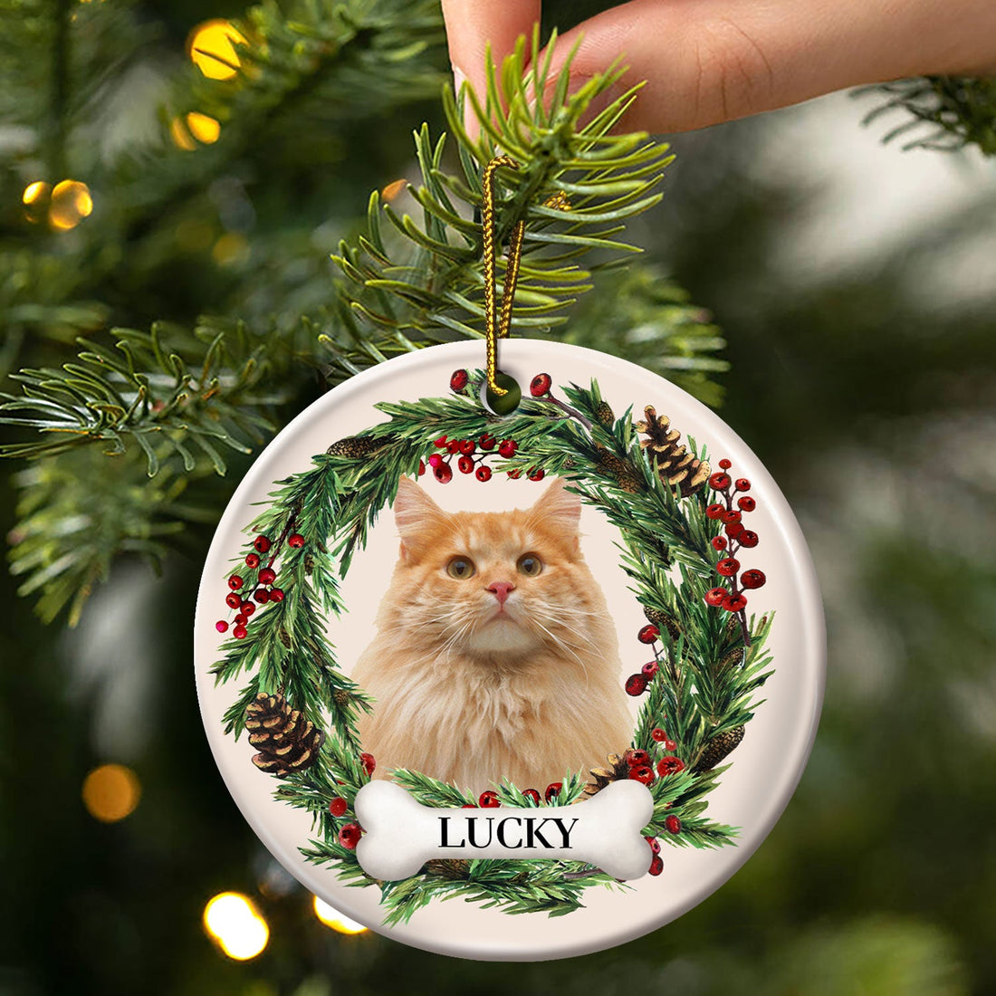 Christmas Pet Lover Gift - Personalized Photo Ceramic Christmas Ornament