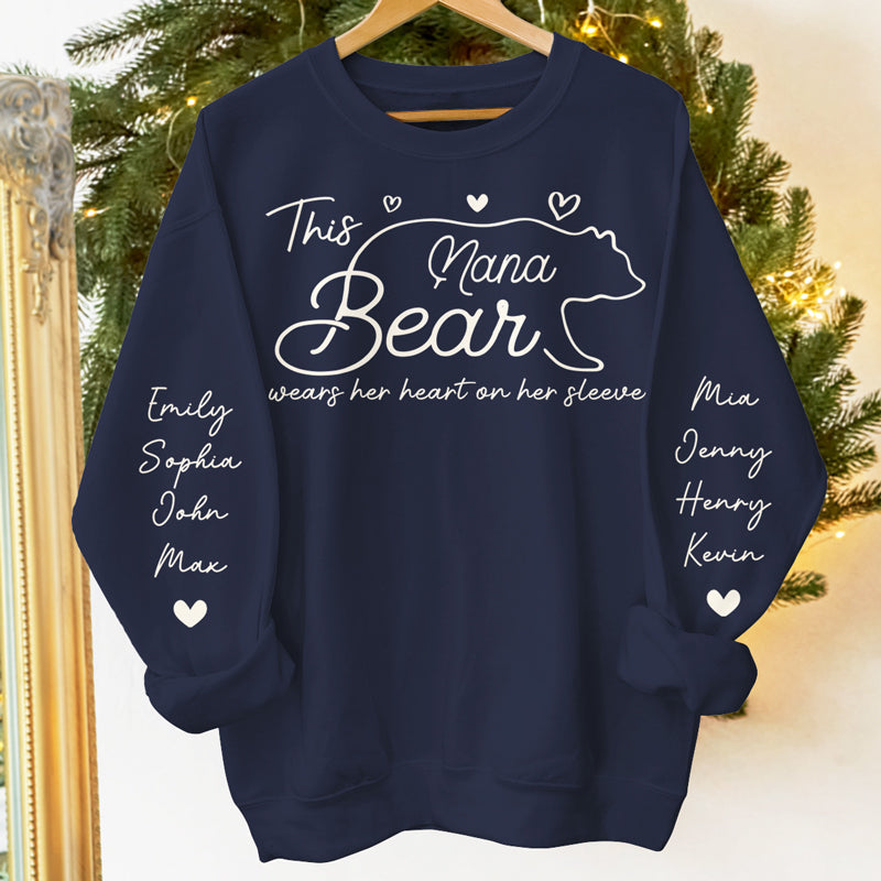 This Mama Bear Wears Her Heart On Her Sleeve - Personalized Sweatshirt For Mom