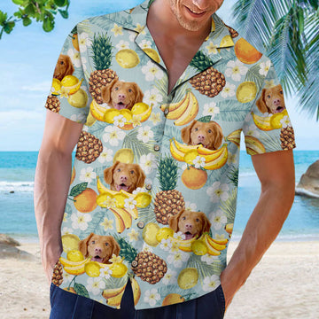 Tropical Fruit Pattern - Dog & Cat Personalized Custom Unisex Hawaiian Shirt