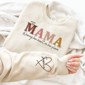 Wear Heart On Sleeve Sweatshirt For Mom And Grandma