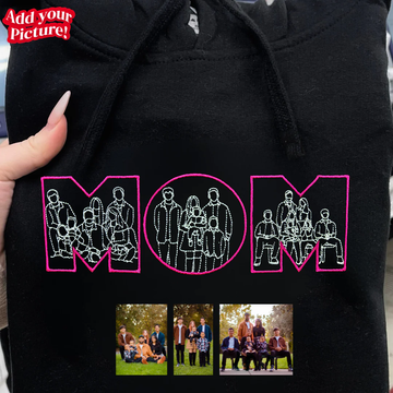 Personalized Mom Dad Photo Outline Embroidered Sweatshirt