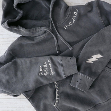Custom Vintage Mama Embroidered Hand Distressed Hoodie