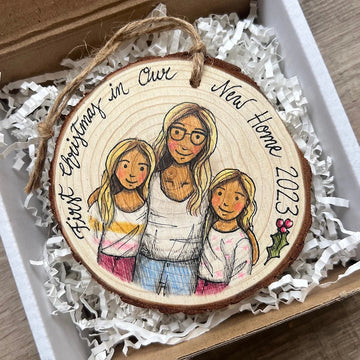 Customized Family Portrait Christmas Wooden Ornament