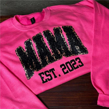 Personalized Leopard Glitter Mama Sweatshirt