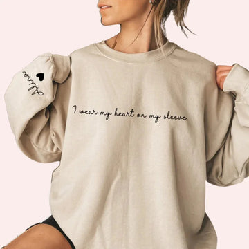Custom Mama Sweatshirt - I Wear My Heart On My Sleeve