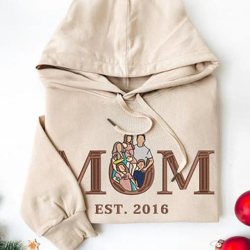 Custom Mom Photo Embroidered Sweatshirt