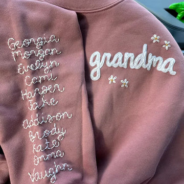 Mimi With Daisies- Mama Embroidered Sweatshirt