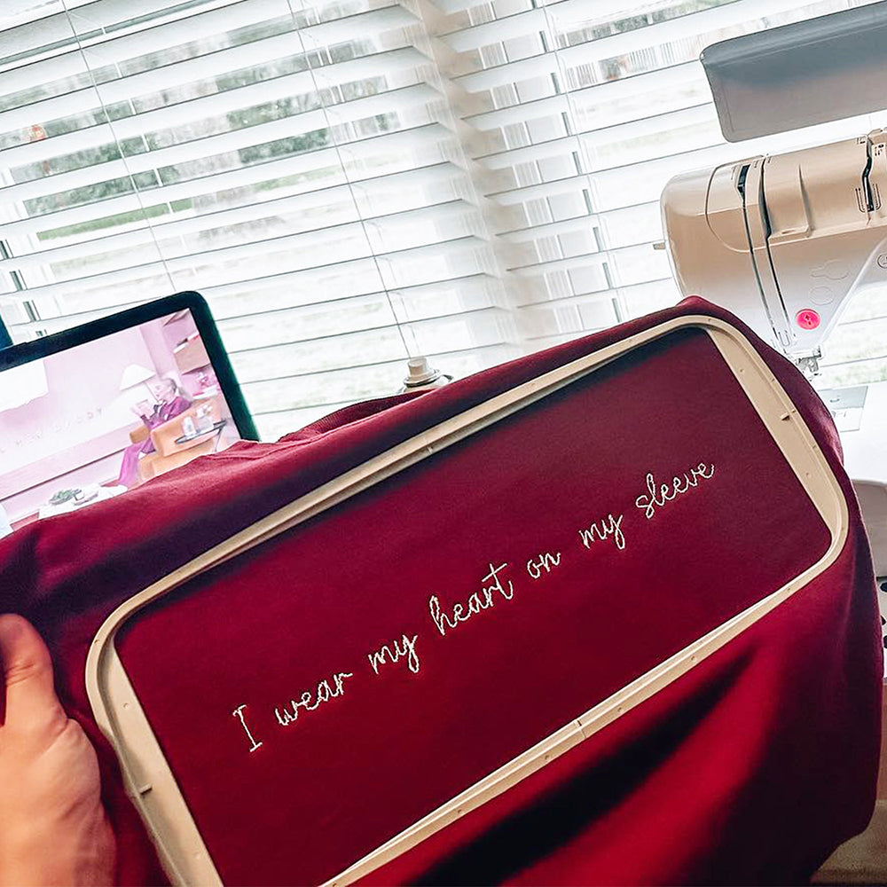 Custom Embroidered Mama Sweatshirt  - I wear my heart on my sleeve