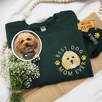 Custom Embroidered Best Dog Mom Ever Sweatshirt/Hoodie