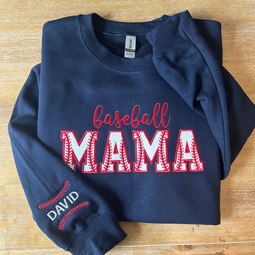 Embroidered Baseball Mama Crewneck Tshirt/Sweatshirt