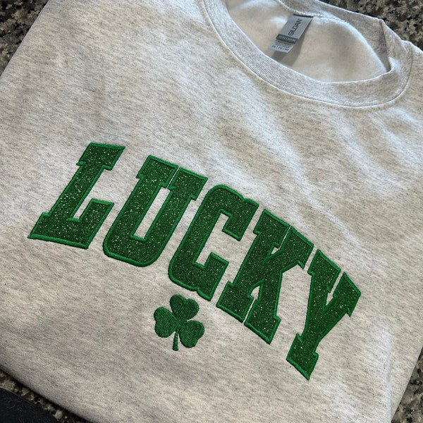 St Patrick's Day Glitter Lucky Sweatshirt - Side Bow Applique
